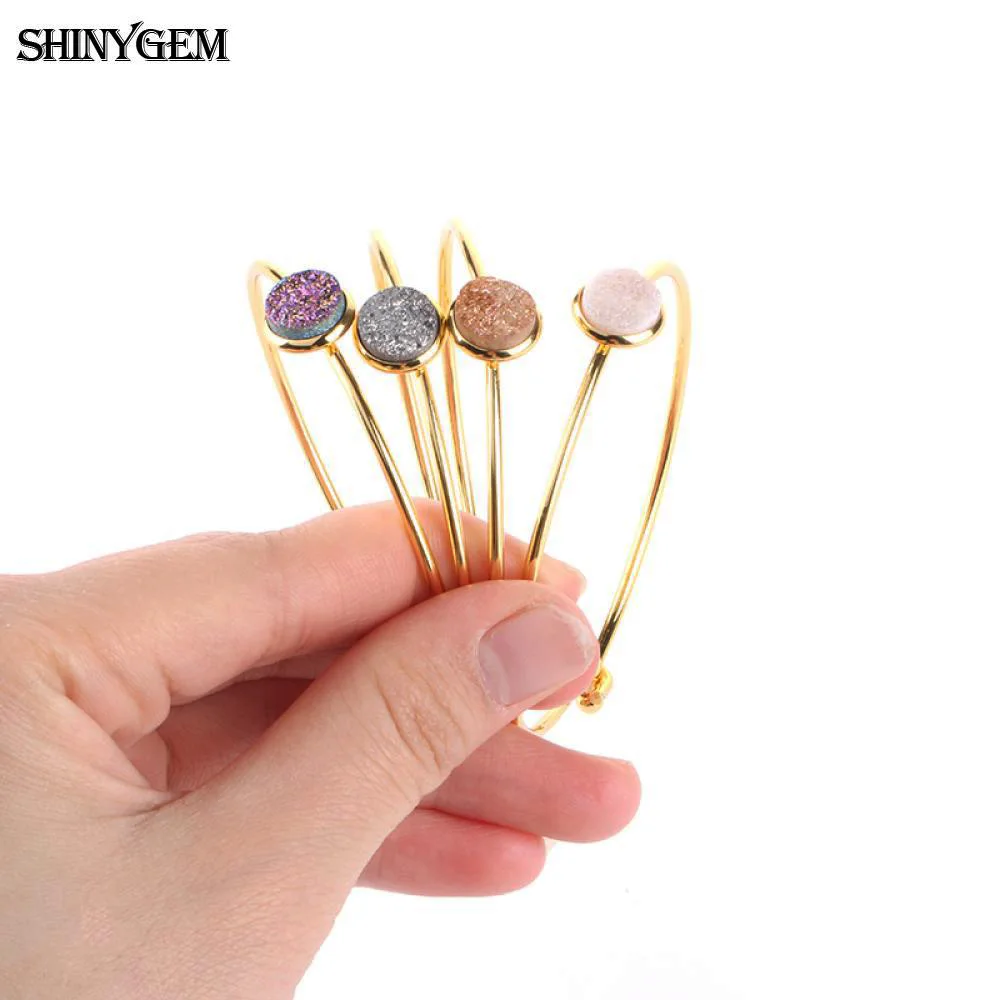 ShinyGem позолоченные браслеты 10 мм круглые цветные яркие цветочные регулируемые