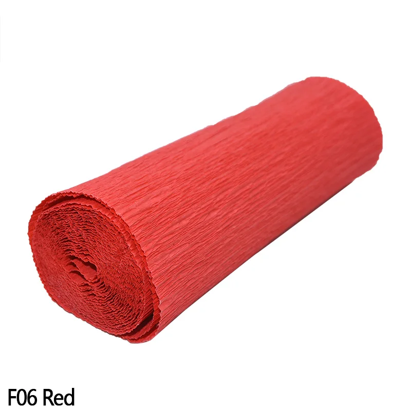 F06 Red 250cm*10/15/25/50 cm Crinkled Crepe Paper Gifts Flower Wrapping Wedding Festive Party Decoration DIY Fold Scrapbooking Crafts - Color: F06 Red