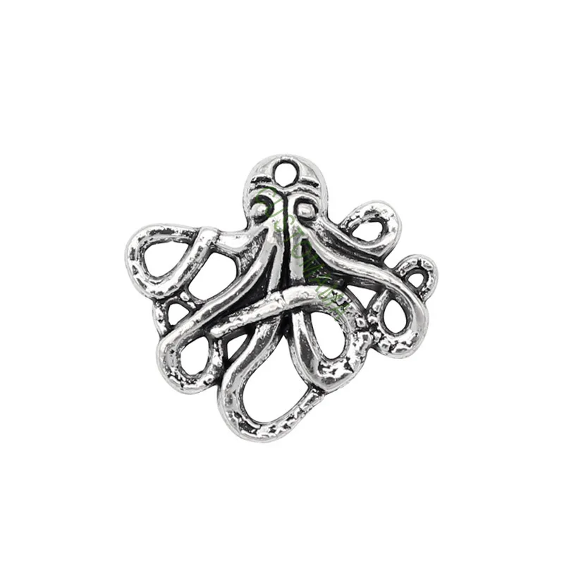 

80pcs-Antique Tibetan Silver Octopus Charms Pendants 23x20mm