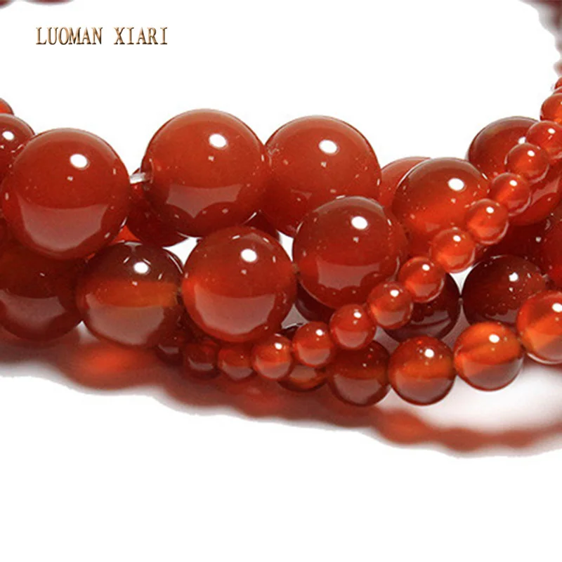 Натуральный круглый бисер из красного агата AAA + для самостоятельного
