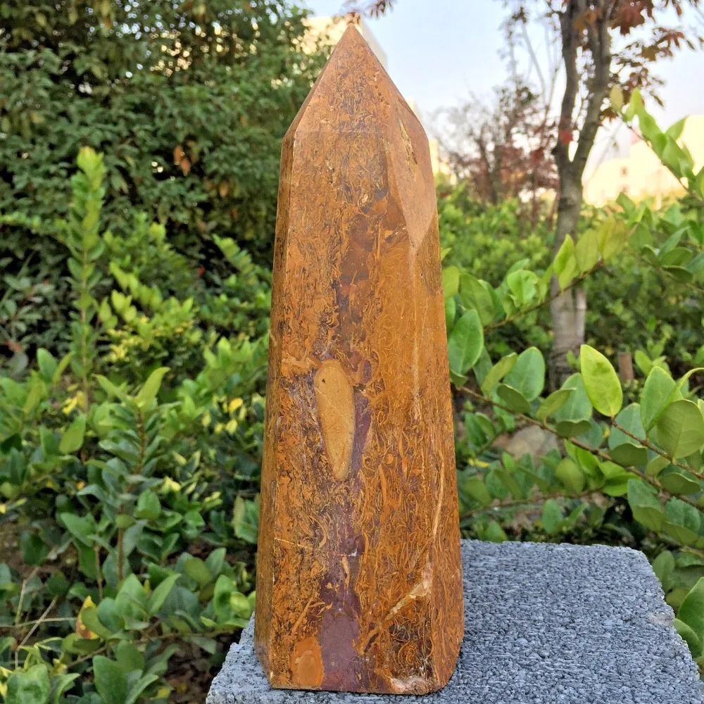 

Natural yellow Chrysanthemum Stone Crystal quartz obelisk wand point healing