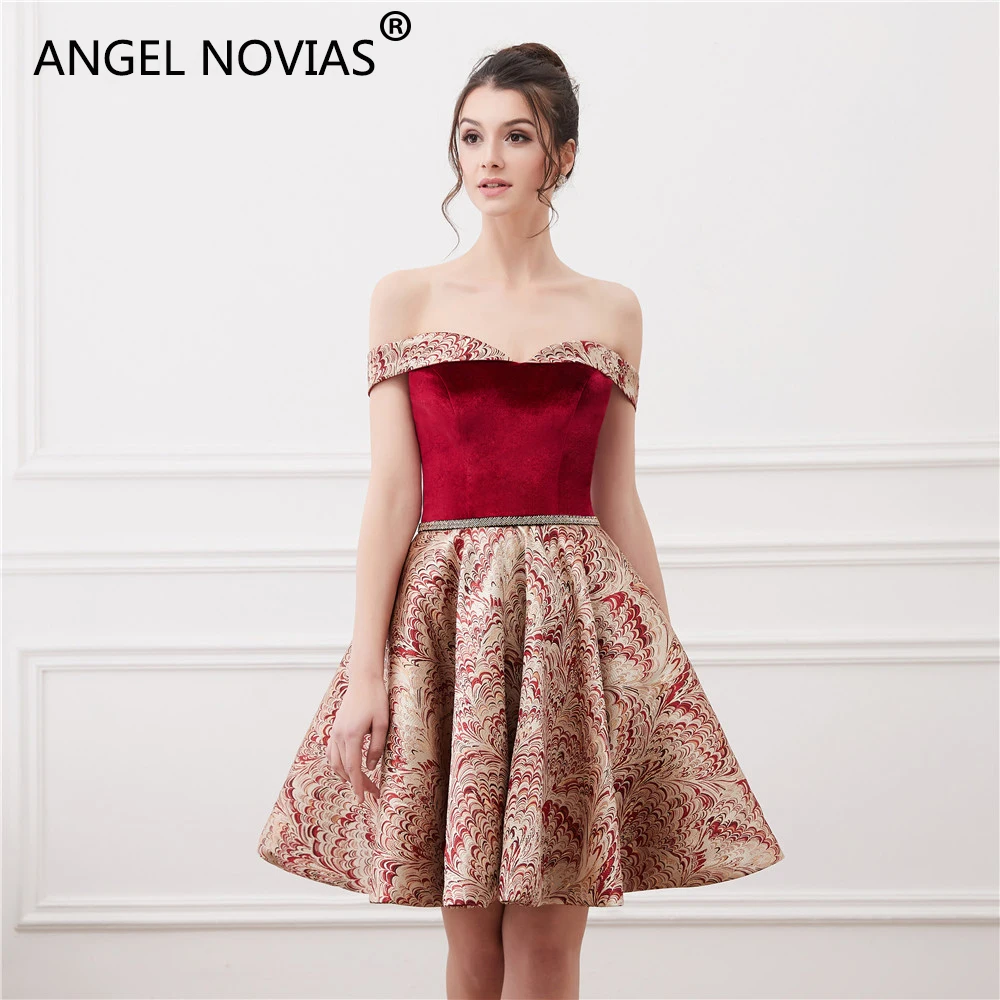 Angel Novias реальная фотография Сексуальная бордовое короткое коктейльное платье Abiti