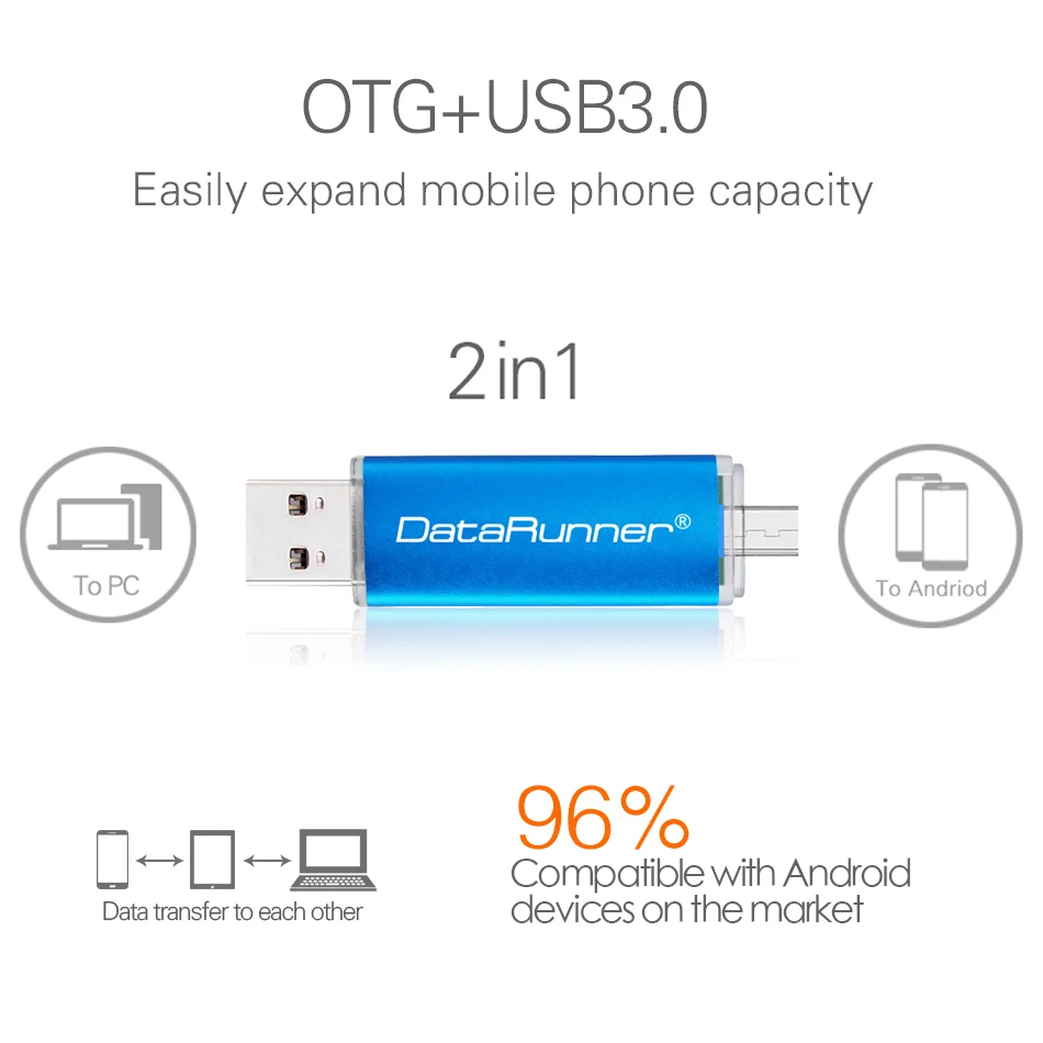 DataRunner OTG Usb флэш накопитель высокоскоростной для смартфона Stick 3 0 Флешка 32 Гб 64 128