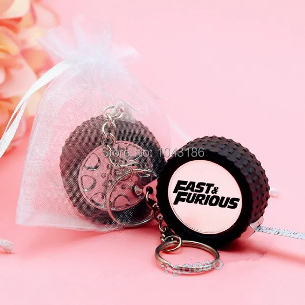 FREE SHIPPING 20PCS Fast and Furious Wheel Measuring Tape Keychain with Organza Bag Party Favors Gifts Birthday Gift | Дом и сад