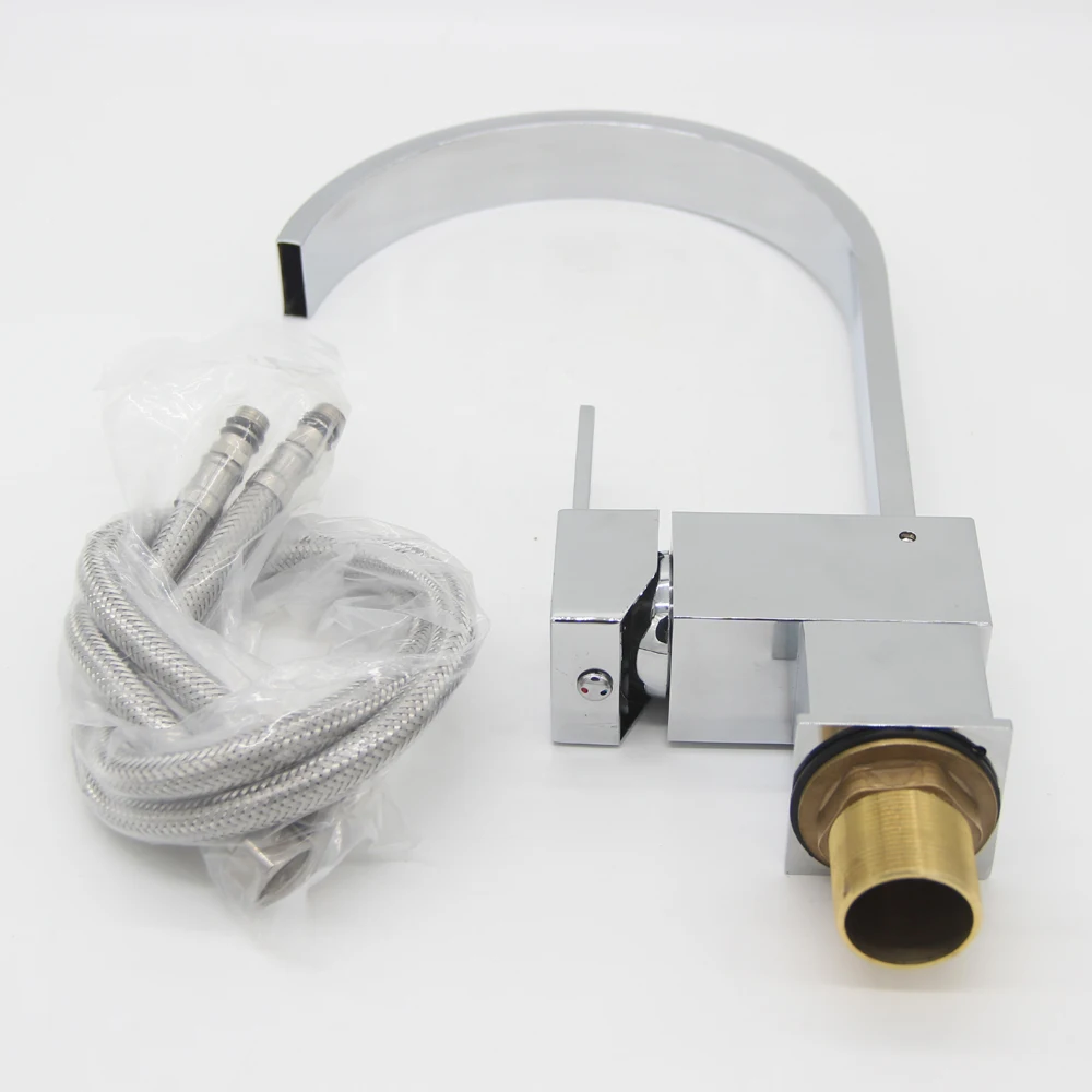 Квадратные смесители для кухни из твердой латуни с одной ручкой от производителя