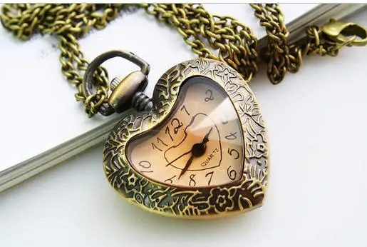

Vintage Style Bronze Steampunk Pendant Chain Clock Quartz Pocket Watches Free Shipping