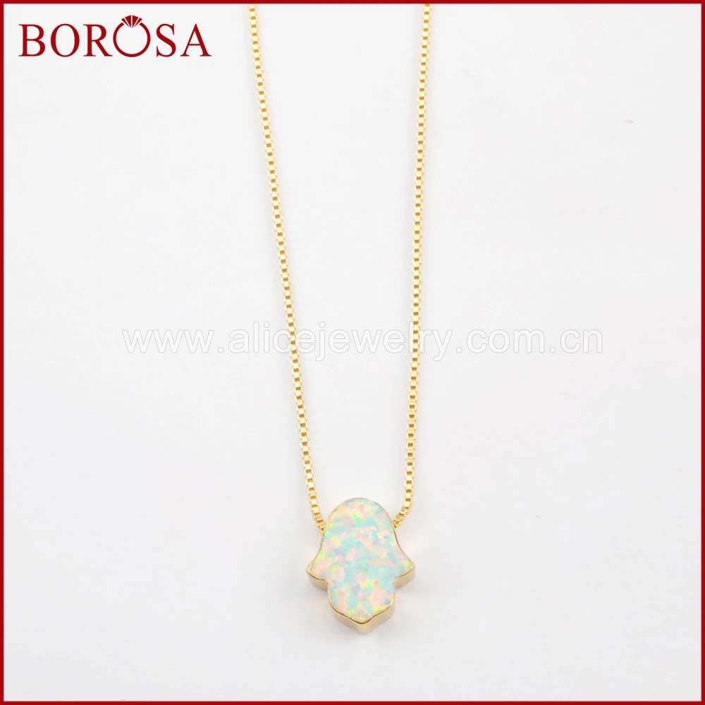 Женский кулон с опалом BOROSA белый и синий японский опал золотой ожерелье G1494 |