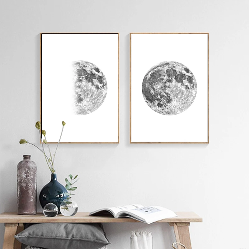 Луна Фаза Холст Постер Печать Минималистичное Искусство Стены Абстрактная Картина Северная Декорация Картины Современное Украшение Гостиной.
