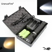underwater flashlight l2t6 led diving flashlight kits whiteyellow light waterproof hunting lamp 26650 battery charger box
