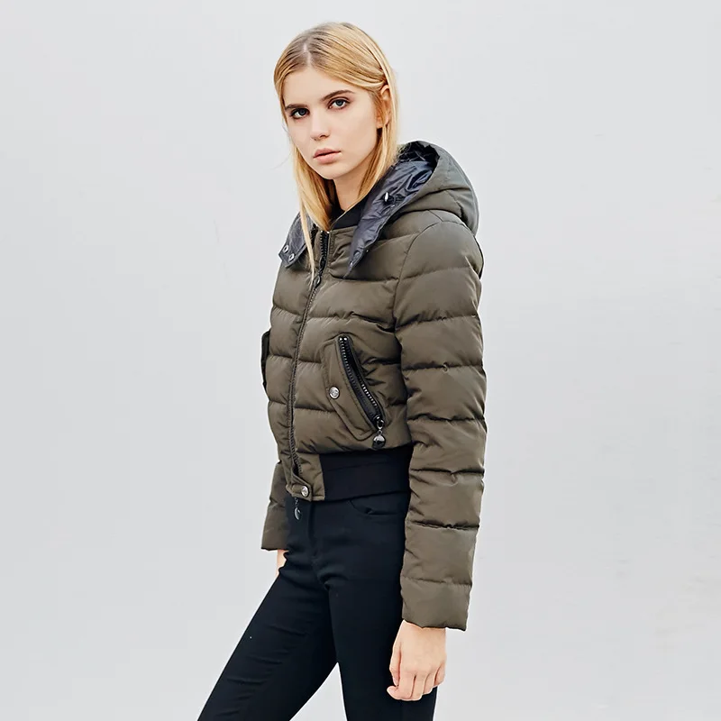 2017 Новинка зимы Подпушки куртка мода талии короткие тонкие пункт теплый дикие