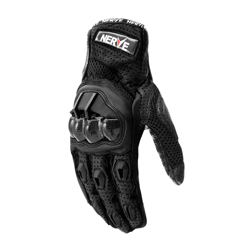 Men Motorcycle Gloves Outdoor Sports Full Finger Riding Protective Armor Real Leather Breathable gloves Touch screen carbon | Автомобили и