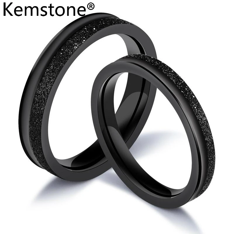 Мужские и женские модные парные ювелирные кольца Kemstone черные из нержавеющей