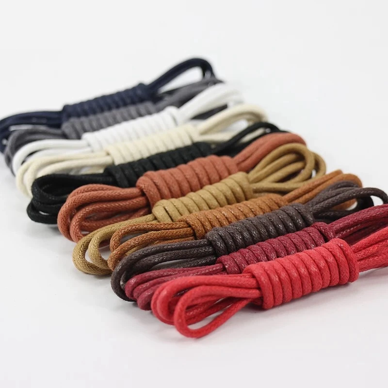1Pair Waxed Cotton Round Shoe laces Leather Shoes lace Waterproof ShoeLaces Men Martin Boots Shoelace Shoestring