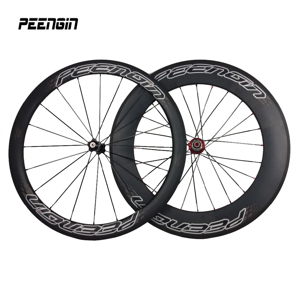 Cheap Sell No Brands Sticker 700C 25mm Wide 50mm Front 88mm Rear Carbon Fiber DIY Clincher Bike Wheelsets Shima 8/9/10/11 Speeds