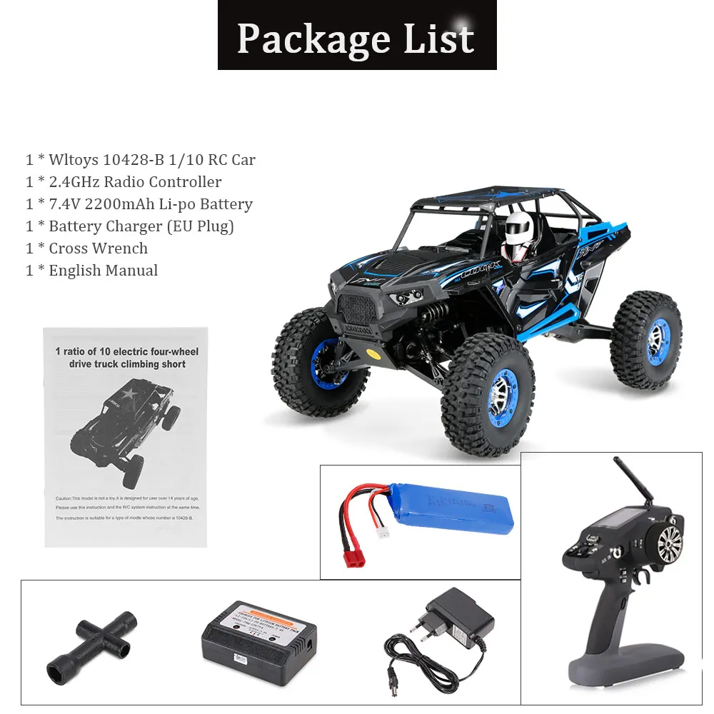Wltoys оригинальный 10428 B 1:10 RC Автомобиль 2 4G 2CH 4WD 30 км/ч Электрический матовый