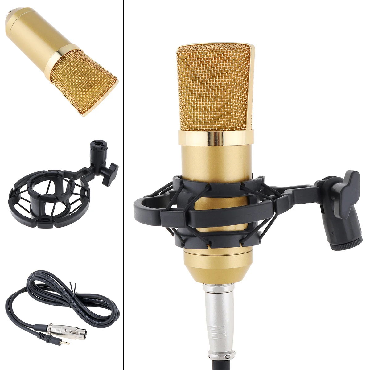 

Professional BM-700 Condenser Microphone with Circuit Control and Gold-plated Large Diaphragm Head Fit for Studio / KTV