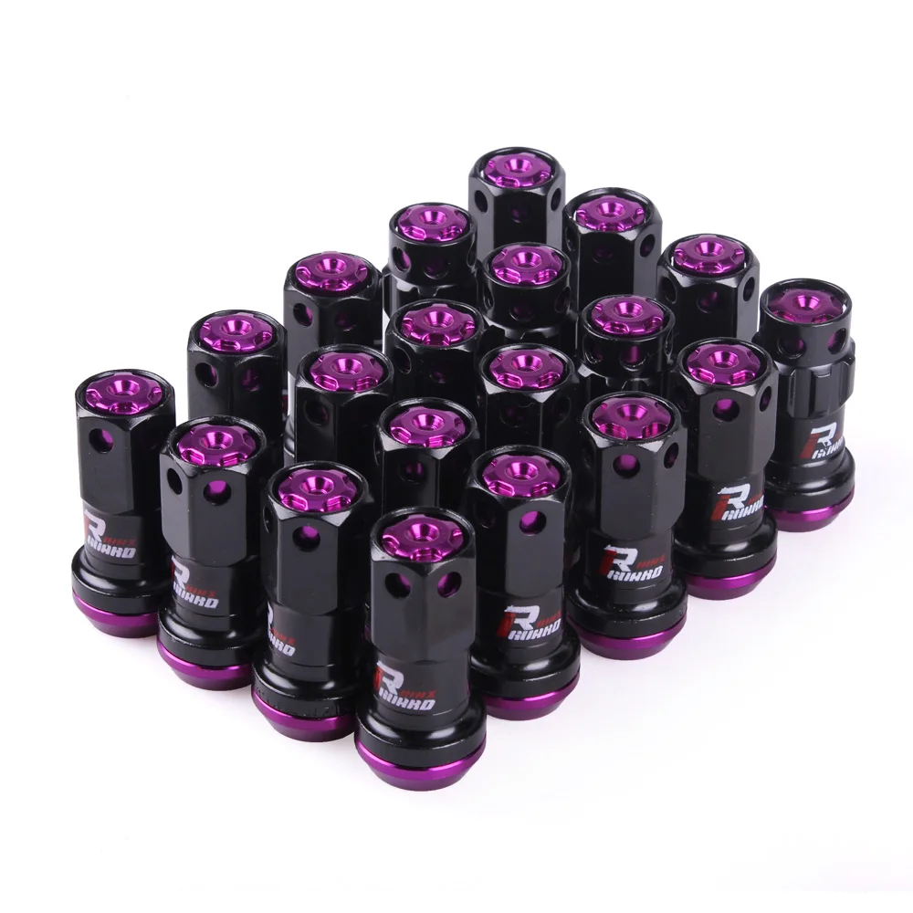 purple RASTP-20pcs/набор M12x1.5/1,25 R40 стиль 44 мм Колесные гайки гоночные композитные стопорные гайки с ключом безопасности RS-LN046 - Название цвета: purple