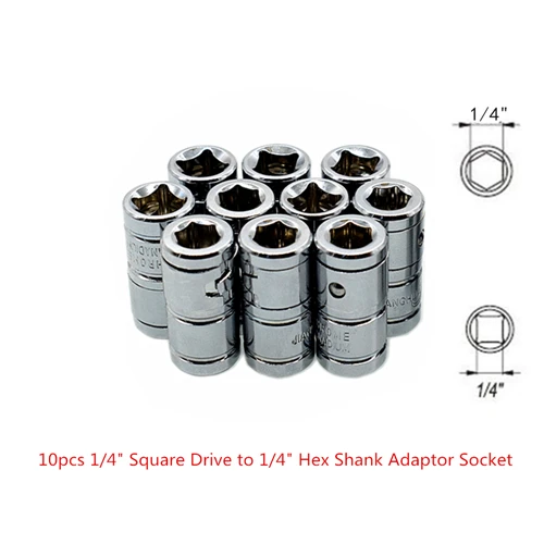 10x Socket Converter 10 шт. ударная Насадка адаптер инструмент преобразования 1/" Квадратный привод до 1/4" шестигранный хвостовик адаптер быстросъемный Отвертка Держатель Бит - Цвет: 10x Socket Converter