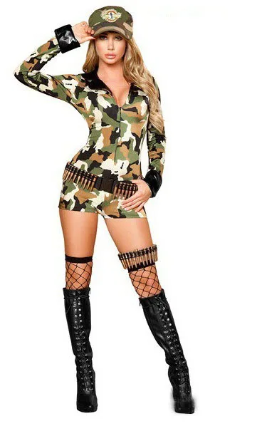 Камуфляжный комбинезон женский сексуальный военный солдат с длинными рукавами