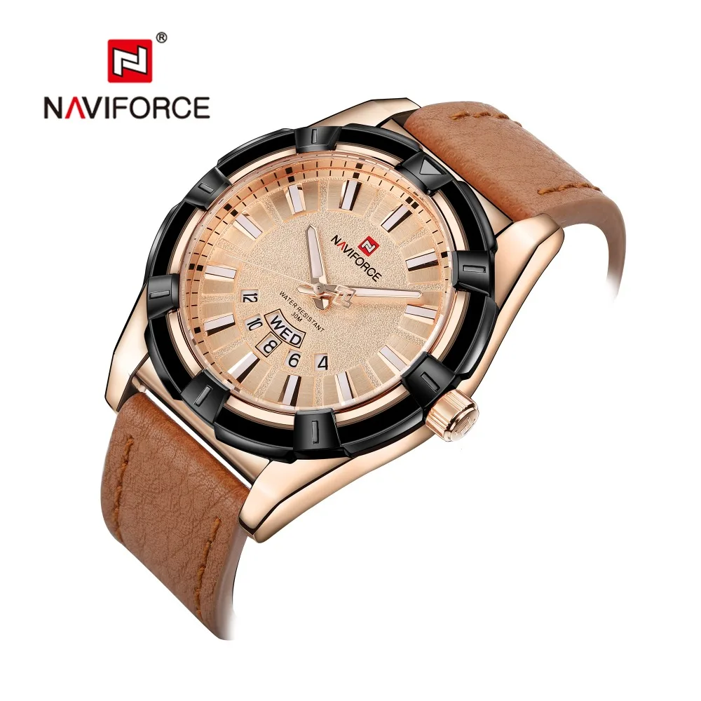 NAVIFORCE Топ люксовый бренд мужские модные повседневные спортивные часы с кожаным