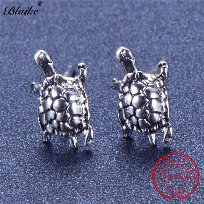 Женские серьги пусеты в виде черепахи Blaike очаровательные из настоящего серебра