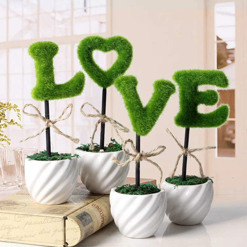 

Green Artificial plants Bonsai fashion Small artificial flower fake bonsai trees LOVE wedding decorations flowers