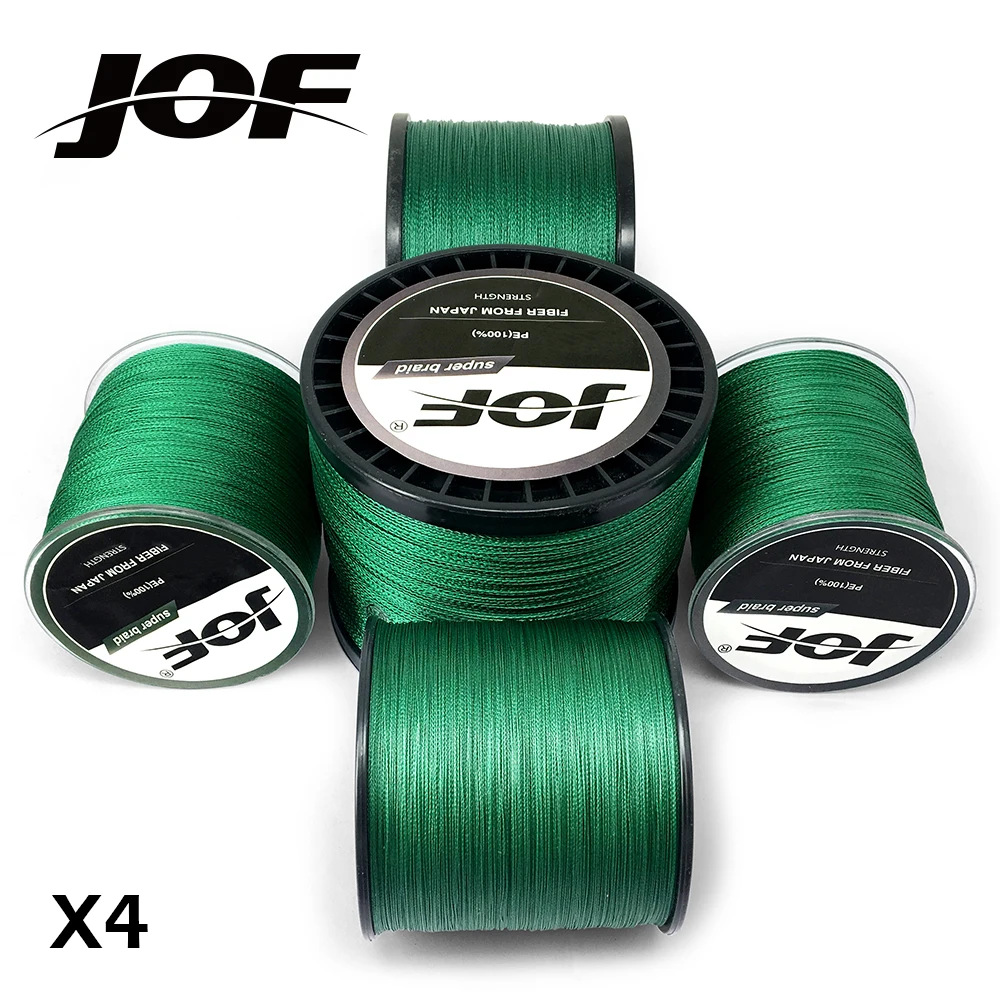 Оплетка JOF 4 300 м 500 1000 оригинальный зеленый цвет плетеная леска мононити 10 60 фунтов