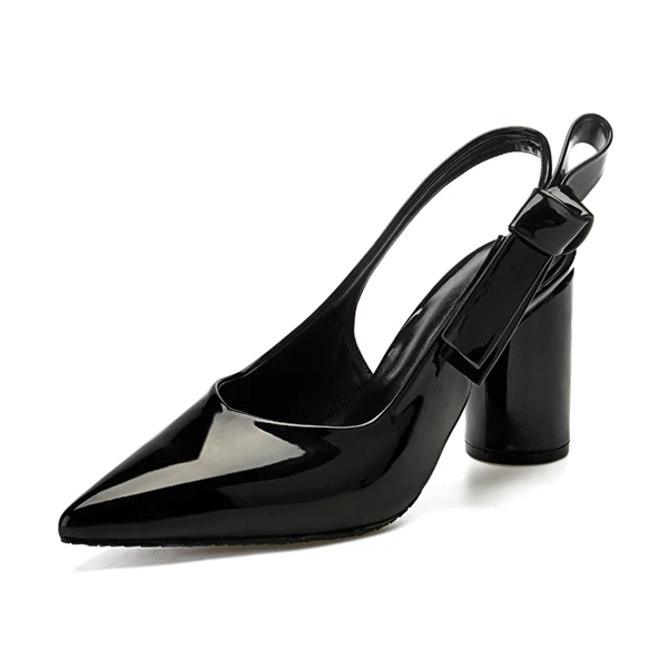 Black Pumps C Женские туфли-лодочки; туфли на высоком каблуке; кожаные весенние модельные туфли; вечерние туфли с острым носком; женские выразительные туфли-лодочки; слинбэки размера плюс - Цвет: Black Pumps C