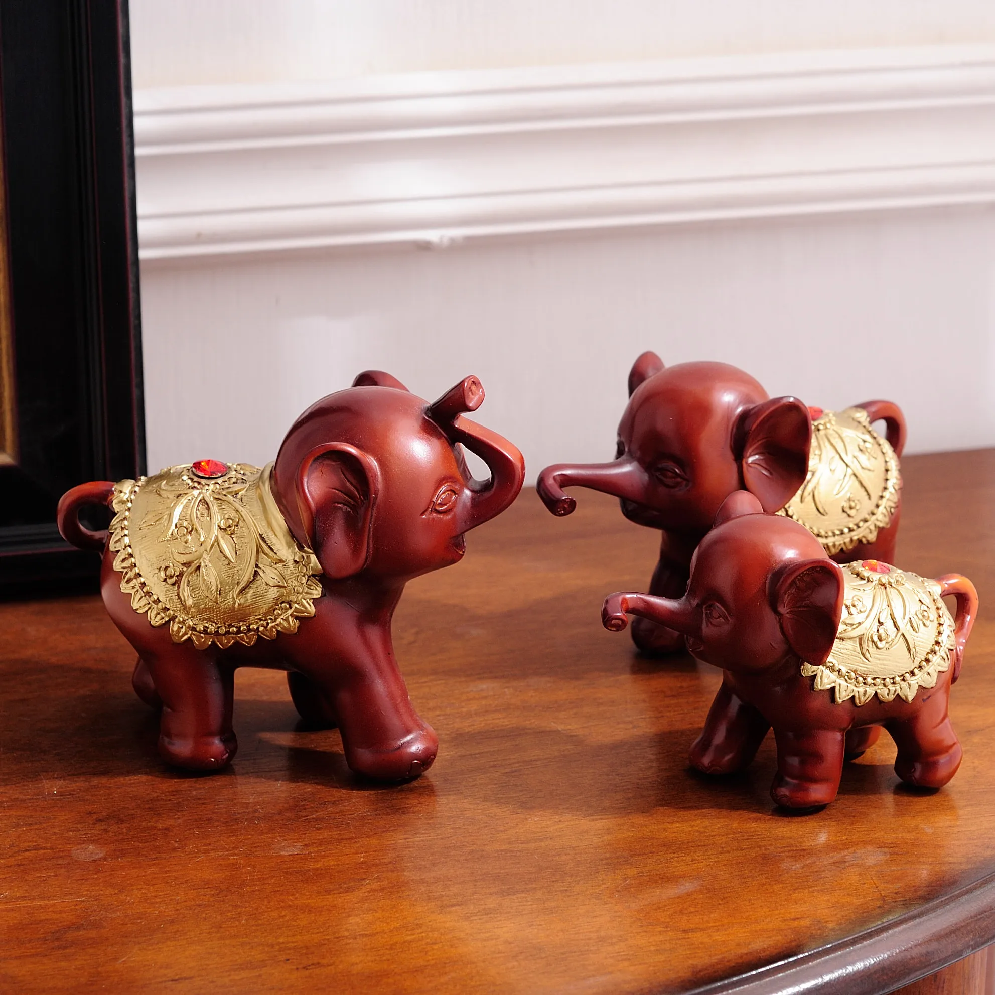 

Ремесла три Ребенка Слон гостиная для семья из трех человек фэн шуй украшения для дома Декор мебель подарок