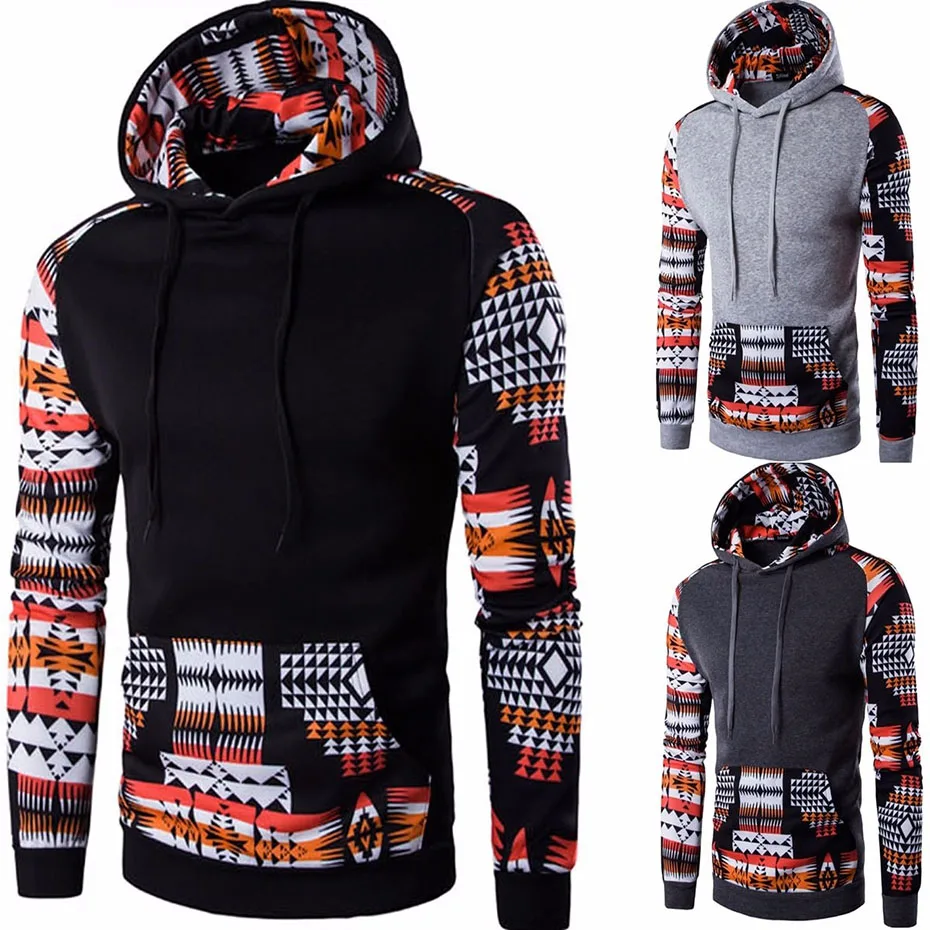 

Zogaa 2018 New Fashion Men Hoodies Sweatshirts Pattern Printed Long Sleeve Pullover Hooded Coat Men Casual Slim Men Sweatshirt