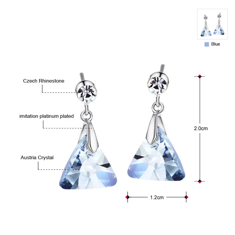 Neoglory Синие Аутентичные Австрийские кристаллы очаровательные Висячие серьги для