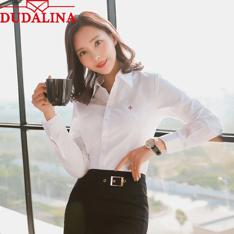 Dudalina кофточка Blusa Roupas Camisa Feminina Manga Longa рубашка длинный рукав вышивка формальный Топ элегантная женская рубашка