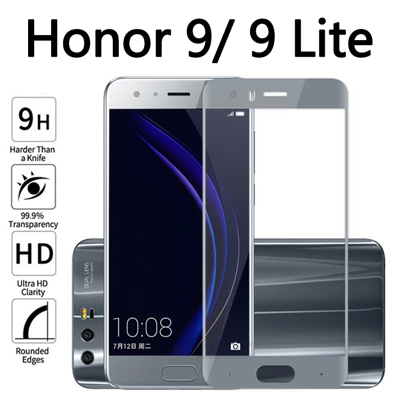 Закаленное защитное стекло для Huawei Honor 9 Lite с полным покрытием huawey honor lite серого и