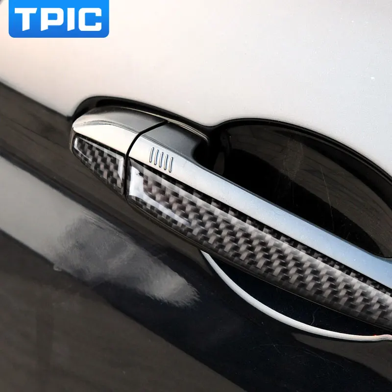 Настоящий углерод волокно дверные ручки стикеры стайлинга автомобилей