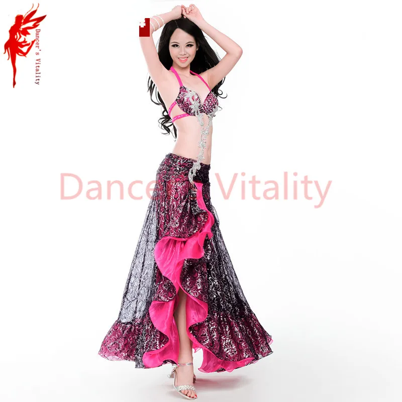 Lady belly dance performance suit stones bra+satin skirt+arms set for women clothes SML | Тематическая одежда и униформа