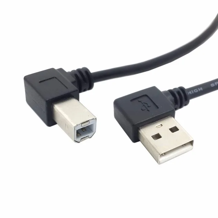 Левый Угловой USB 2,0 A папа налево угловой B папа 90 градусов Принтер Сканер кабель 20 см