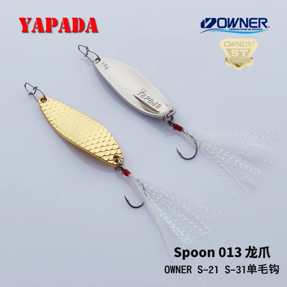 YAPADA Spoon 013 Loong glaw 2g-3g OWNER одинарный крючок + перо 32-38 мм многоцветная металлическая