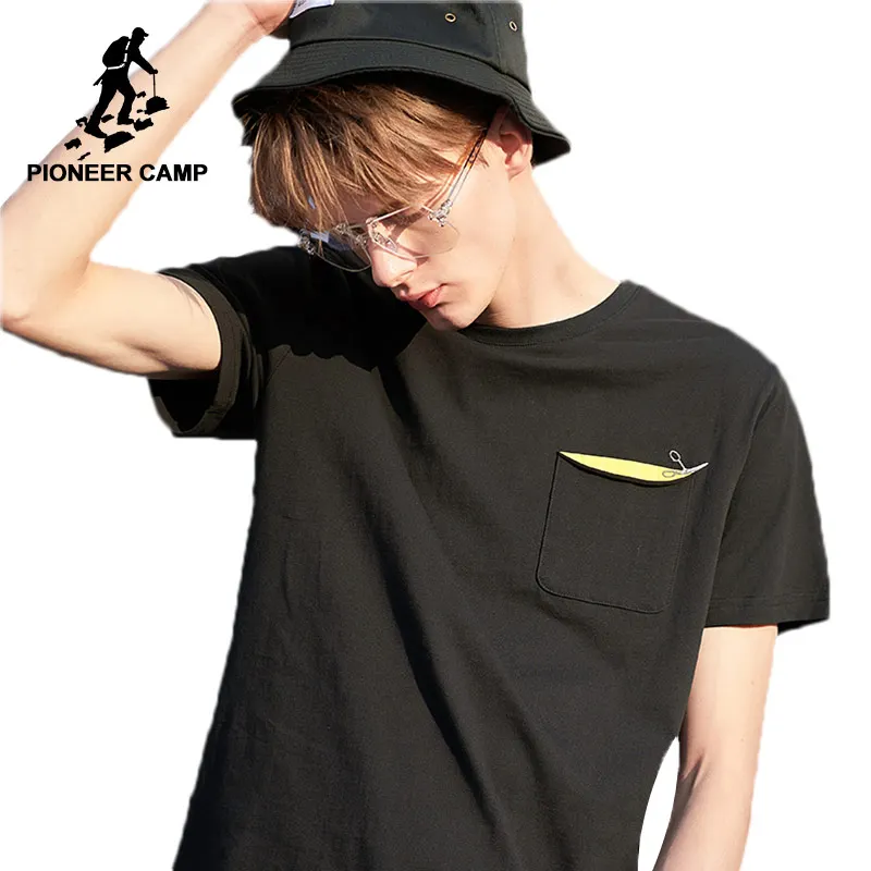 Мужская футболка с коротким рукавом Pioneer camp черная Повседневная из мягкого