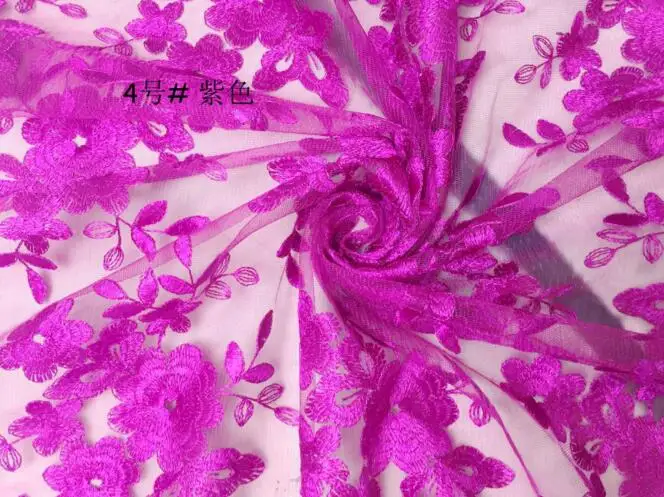 color 4 Французская кружевная ткань высокого качества африканский тюль вышитый цветок Прозрачная Чистая кружевная ткань для нигерийского свадебного платья - Цвет: color 4