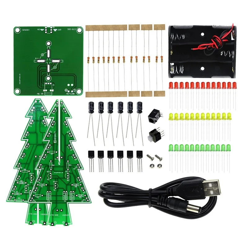 Thinary электронная Трехмерная 3D Рождественская елка LED DIY Kit красный/зеленый/желтый