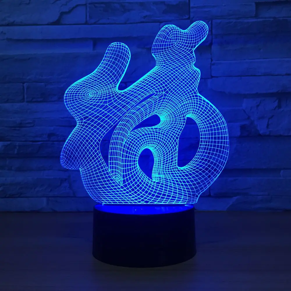 3D китайские иероглифы благословение ФУ USB визуальный светодиодный сенсорный