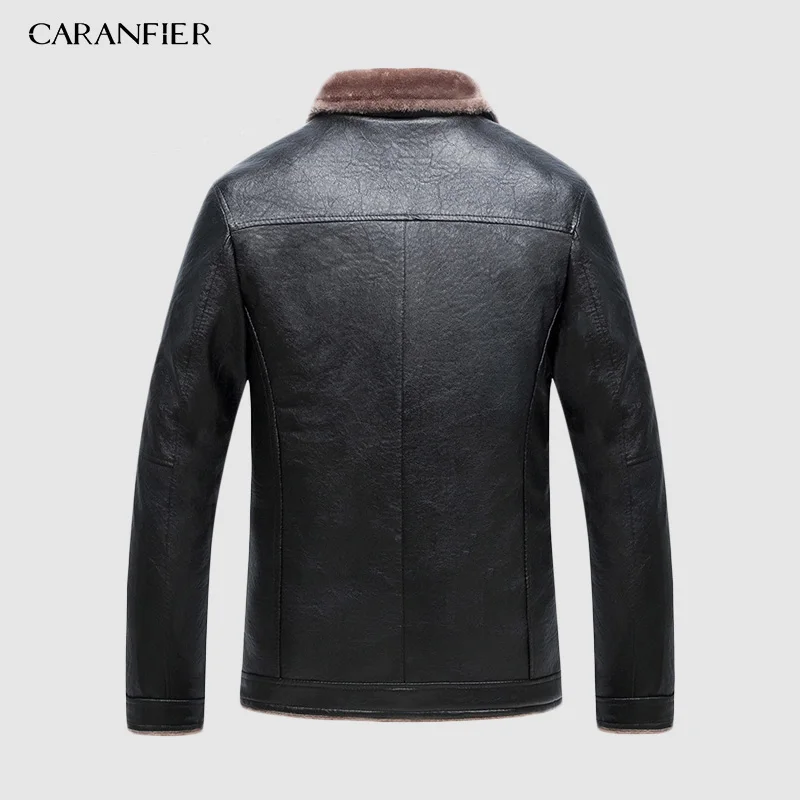 CARANFIER 2019 мужские Куртки из искусственной кожи с воротником искусственного меха