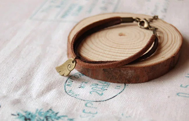 Лидер продаж бронзовая подвеска ангела с крыльями браслет двойным рядом камней