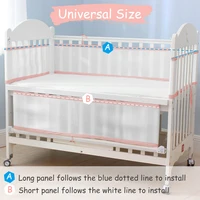 2pcs lightweight elastic home bedroom baby care thread gluing anti collision breathable mesh polyester detachable crib bumper