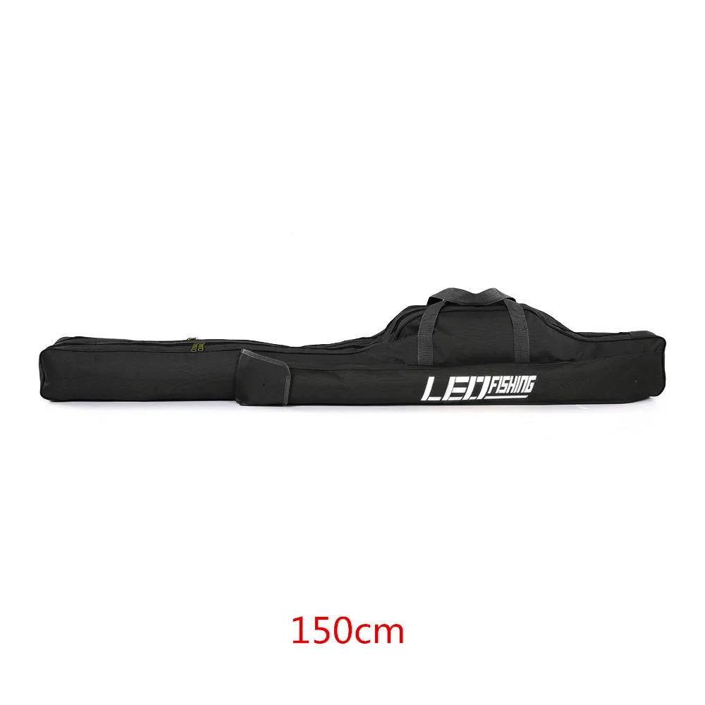 LEO 100 см/150 см портативные сумки для рыбалки складной держатель для удочки холщовый чехол для рыболовных удочек сумка для хранения рыболовных снастей - Цвет: Black  150cm
