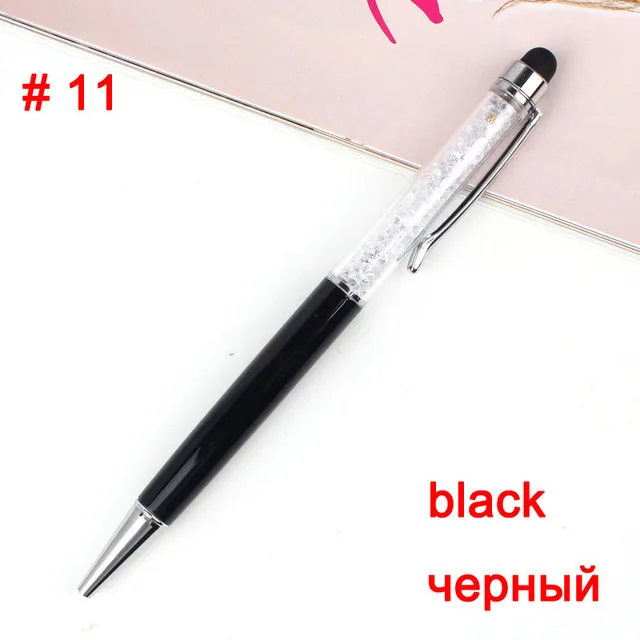 24 цвета кристальная шариковая ручка модный креативный Стилус для письма канцелярская ручка для офисов и школ шариковая ручка черный синий - Цвет: 11