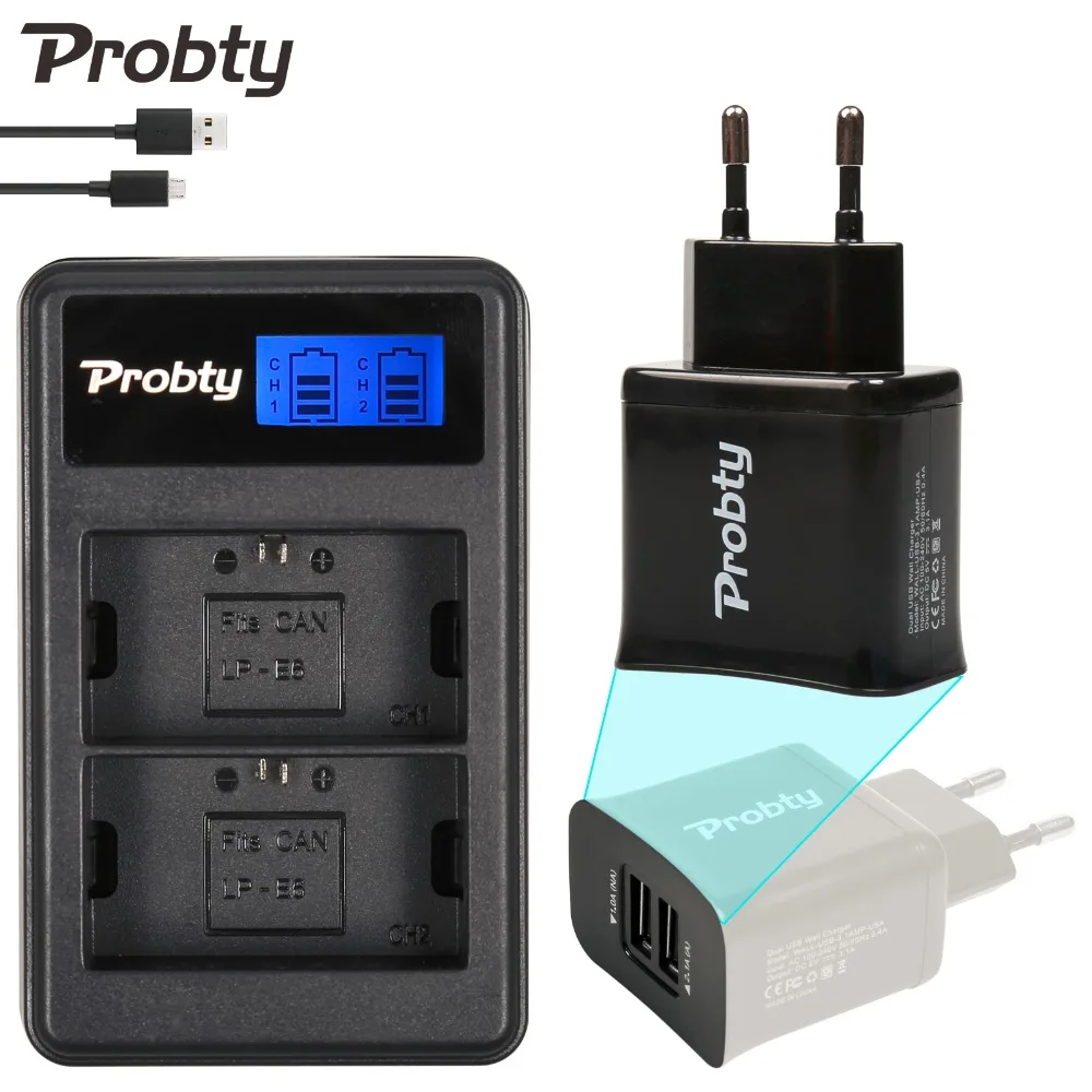 PROTBY Новый LP-E6 LPE6 LP E6 ЖК-дисплей Камера Зарядное устройство + 2 Порты и разъёмы USB