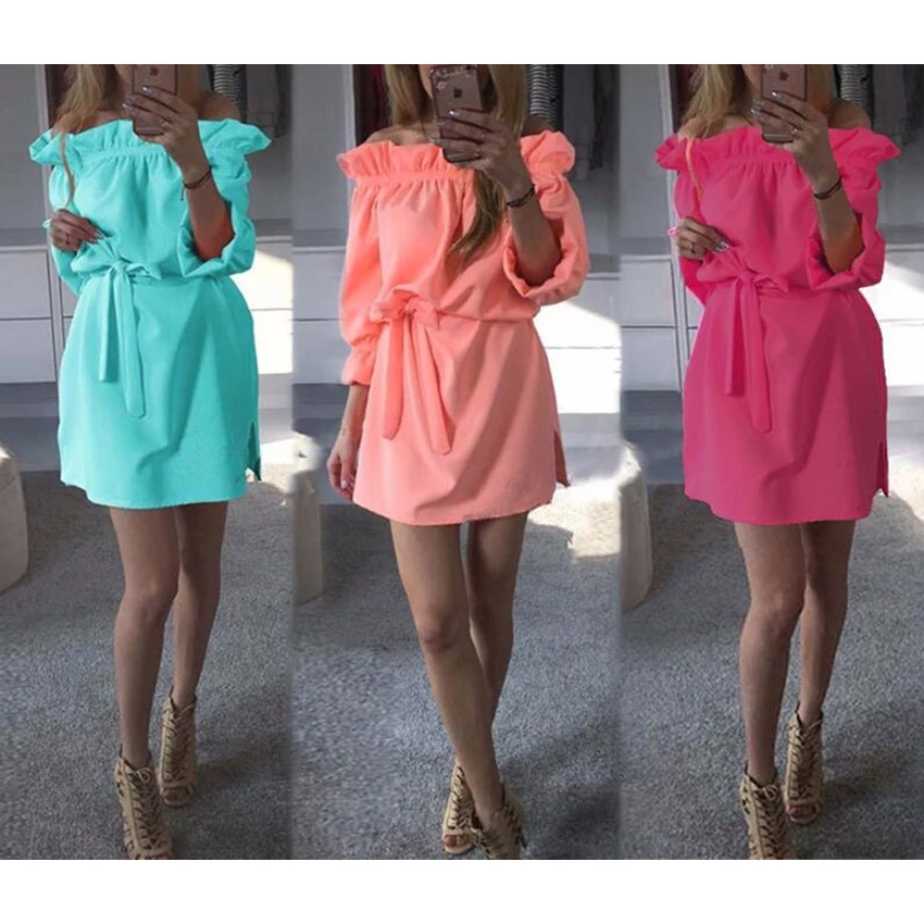 2018 летнее платье пляжное vestido женское яркое ФЛУОРЕСЦЕНТНОЕ оттеночный шампунь
