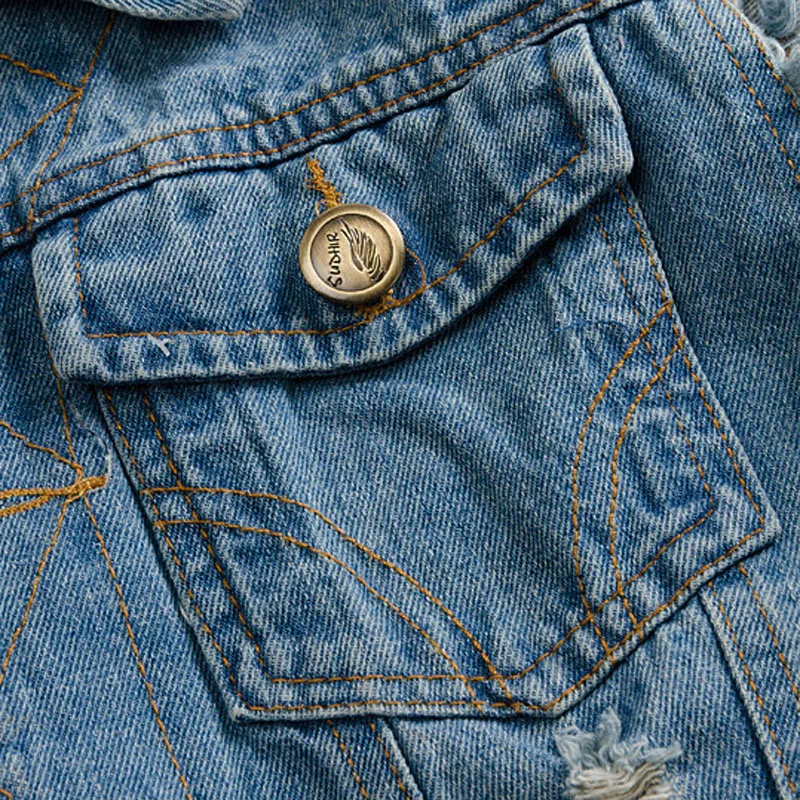 Жилет мужской джинсовый приталенный потертый винтажная потертая Потертая