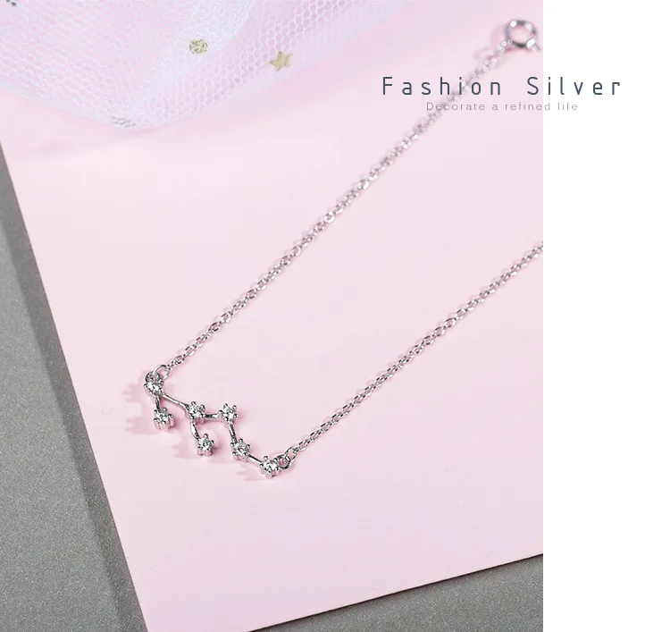 ElfoPlataSi Real 925 Sterling Silver Crystal Taurus Capricorn Scorpio Twelve Constellation Bracelet Bangle Women Wedding Jewelry